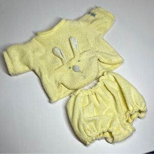 Vintage 80s Cabbage Patch Kids CPK Doll Outfit Yellow Terry Bunny Rabbit Baby